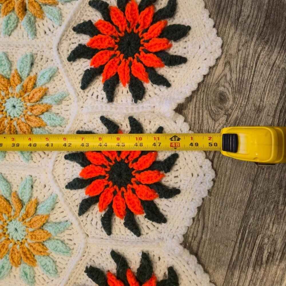 Vintage floral Crocheted Blanket Granny Crochet Throw Afghan lapghan colorful - Picture 6 of 8